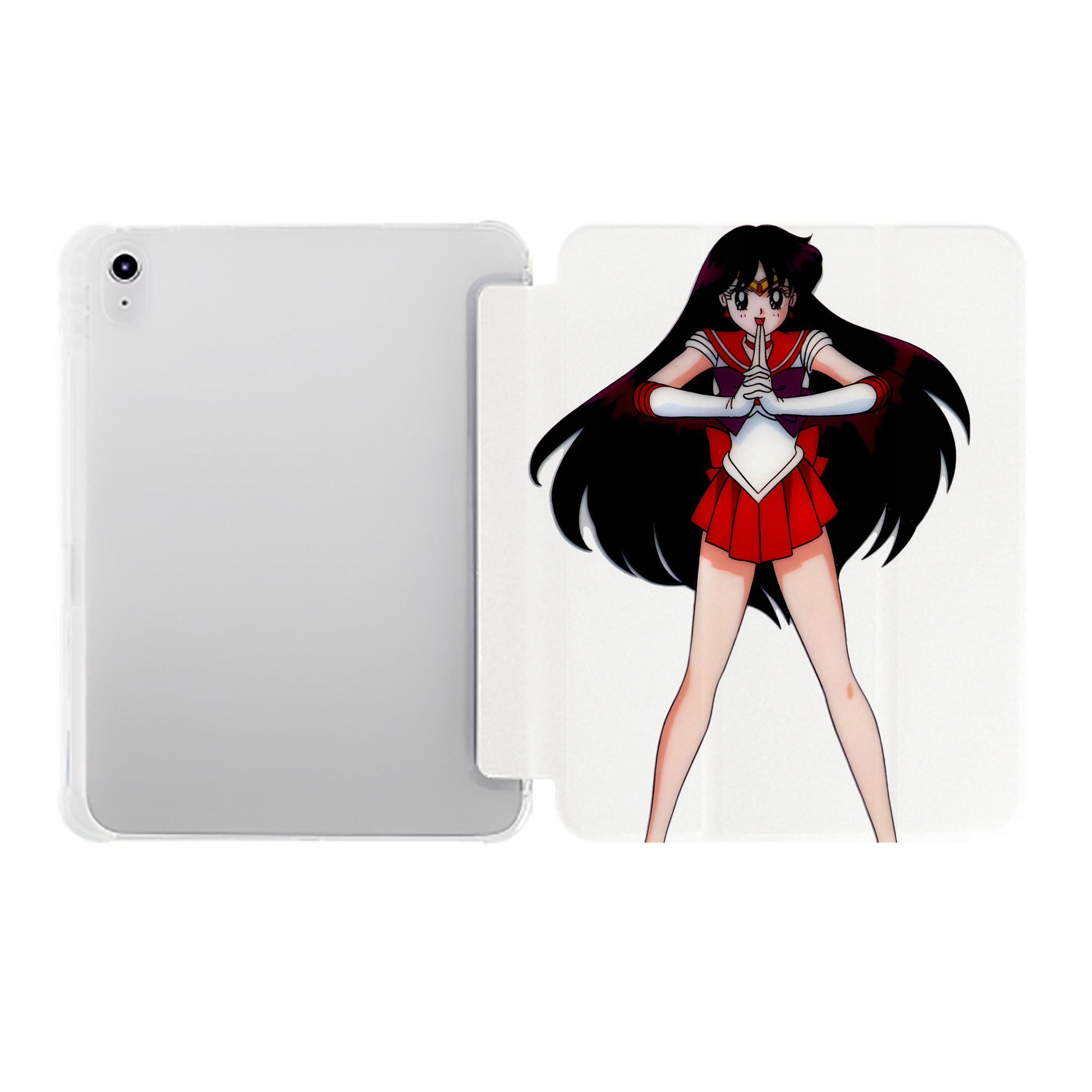 （画像用） 美少女戦士セーラームーン 火野レイ ひの レイ Sailor Moon Hino Rei （セーラーマーズ,Sailor Mars） IPad ケース ペン収納付き 三つ折りスタンド PUレザー×シリコン 対応機種9.5/10.5/10.9インチ